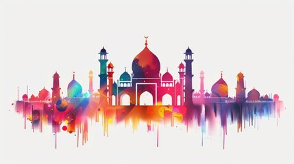Colorful Silhouette of a Mosque