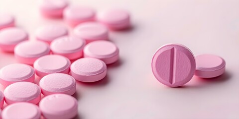 Pink female gender symbol pills symbolize womens health contraception and menopause. Concept Healthcare, Women's Wellness, Contraception, Menopause, Medication
