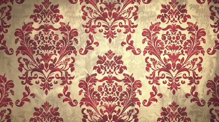 Elegant Damask Wallpaper with Intricate Patterns and Classic Design, Perfect for Interior Decor