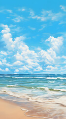 Fototapeta premium digital vintage style blue sky and ocean graphics poster mobile phone background