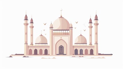 Naklejka premium Islamic Mosque Illustration with Detailed Design