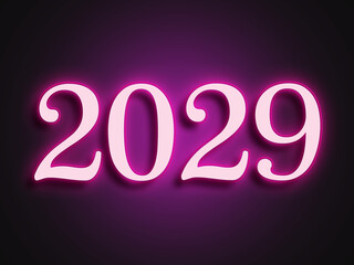 Pink glowing Neon light text effect of number 2029.
