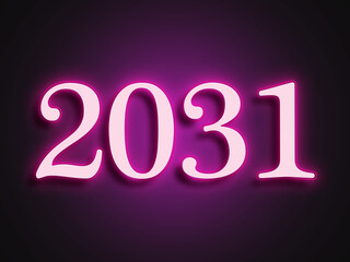 Pink glowing Neon light text effect of number 2031.