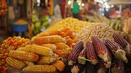 Fototapeta premium Corn arrangement on table