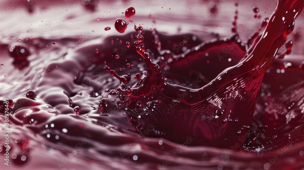 Poster a splash of red liquid enters a bowl of water, creating ripples and mixing with the clear liquid