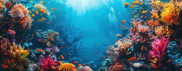 Fototapeta premium Promote the protection of marine life with a vibrant coral reef scene