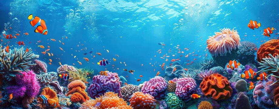 Promote the protection of marine life with a vibrant coral reef scene