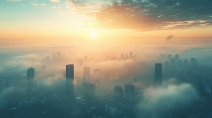 Naklejka premium Raise awareness about air quality with a scene showing clean air over a city