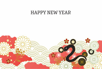 Obraz premium 巳年, 巳, 蛇, 年賀状, 2025, はがき, 新年, 2025年, お正月, テンプレート, スネーク, 手描き, 干支, 年賀はがき, 新春, 迎春, 謹賀新年, 和風, 和柄, 祝賀, イラスト, 筆, かっこいい, ベクター, シンボル, シルエット, 水彩, アイコン 