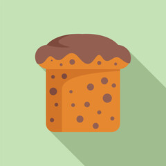 Square shaped bread loaf with chocolate icing and chocolate chips is a sweet treat for breakfast or dessert