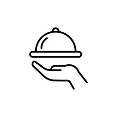 Food tray outline icons, minimalist vector illustration ,simple transparent graphic element .Isolated on white background