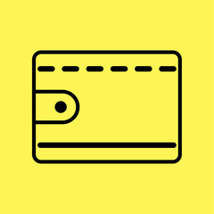 wallet icon simple, line vector isolated on yellow background. trendy and modern design