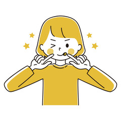 ペロッと舌出しウインクをしてかわいこぶる女性のイラスト