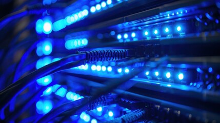 Fototapeta premium networking background with glowing blue lights