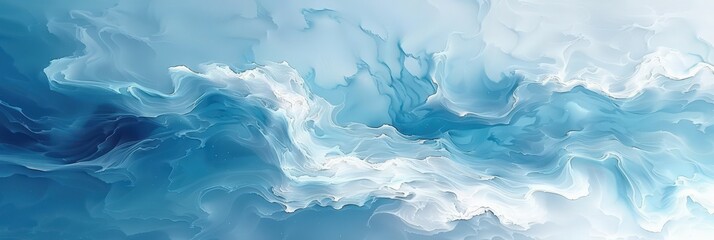 Obraz premium Abstract Blue and White Swirling Painting
