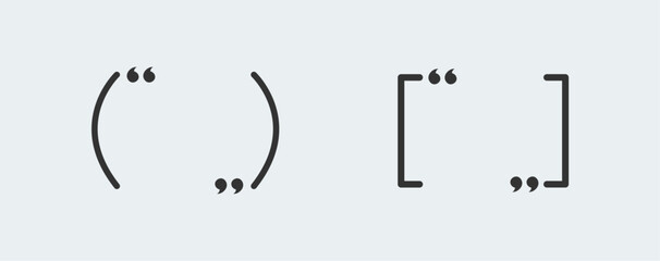 parenthesesQuotation marks and Parentheses. Written sign, parenthese, square bracket, quotation mark. Easy editable vector design.