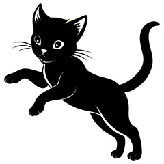 Obraz premium Black cat, vector icon, silhouette illustration