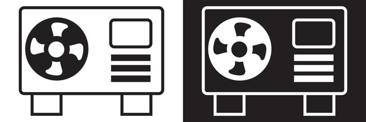 Heat pump icon isolated on white and black background. Heating and cooling appliance. EPS 10