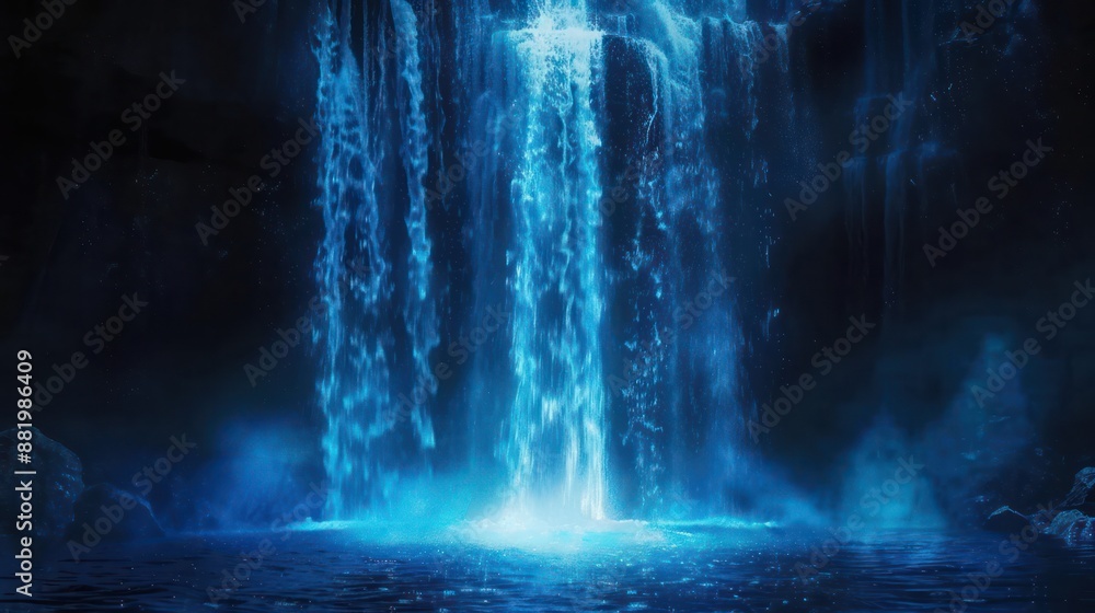 Wall mural Illuminating Blue Waterfall