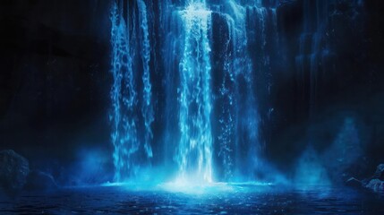 Illuminating Blue Waterfall