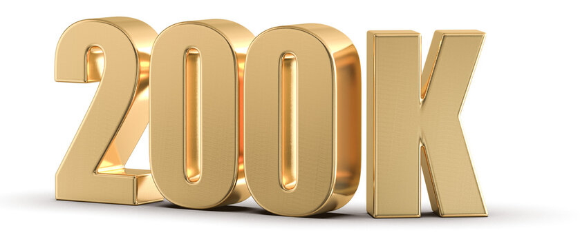 200k Followers Gold Number 3D Render