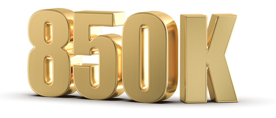 850 k Followers Gold Number 3D Render