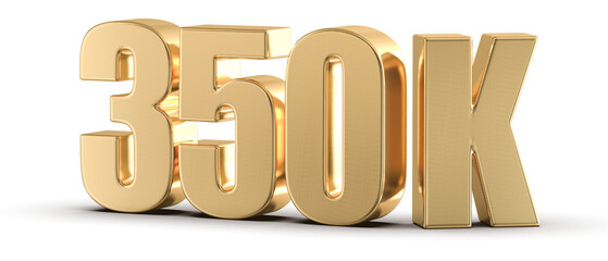 350 k Followers Gold Number 3D Render