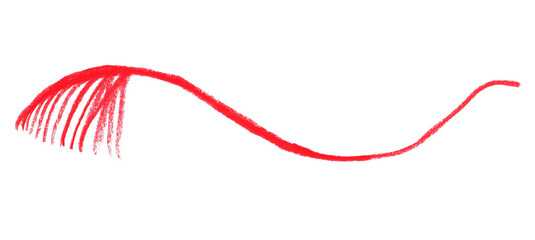 Red pencil line drawing isolated on transparent background.