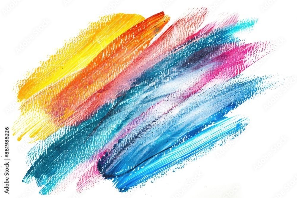 Poster a detailed view of a vibrant brush stroke on a clean white surface, perfect for use in graphic desig