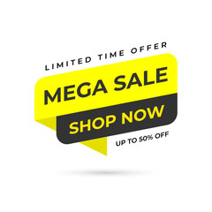 Yellow black mega sale banner