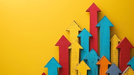 Entrepreneurial journey visualized with upward arrows, progress, enterprise