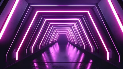 Fototapeta premium Abstract Neon-Lit Tunnel: Futuristic Immersive Background