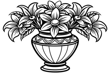 black and white coloring book drawing  with flowers landscape sketch illustration vector