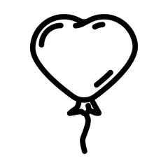 heart balloon love line icon vector. heart balloon love sign. isolated contour symbol black illustration