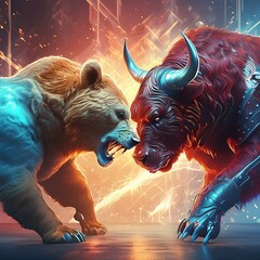 雄牛と熊の激突