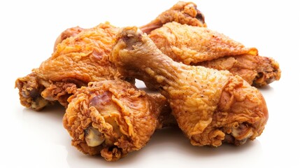 Fried chicken, white background.