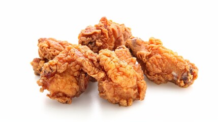 Fried chicken, white background.