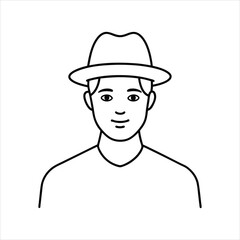 man with hat line art