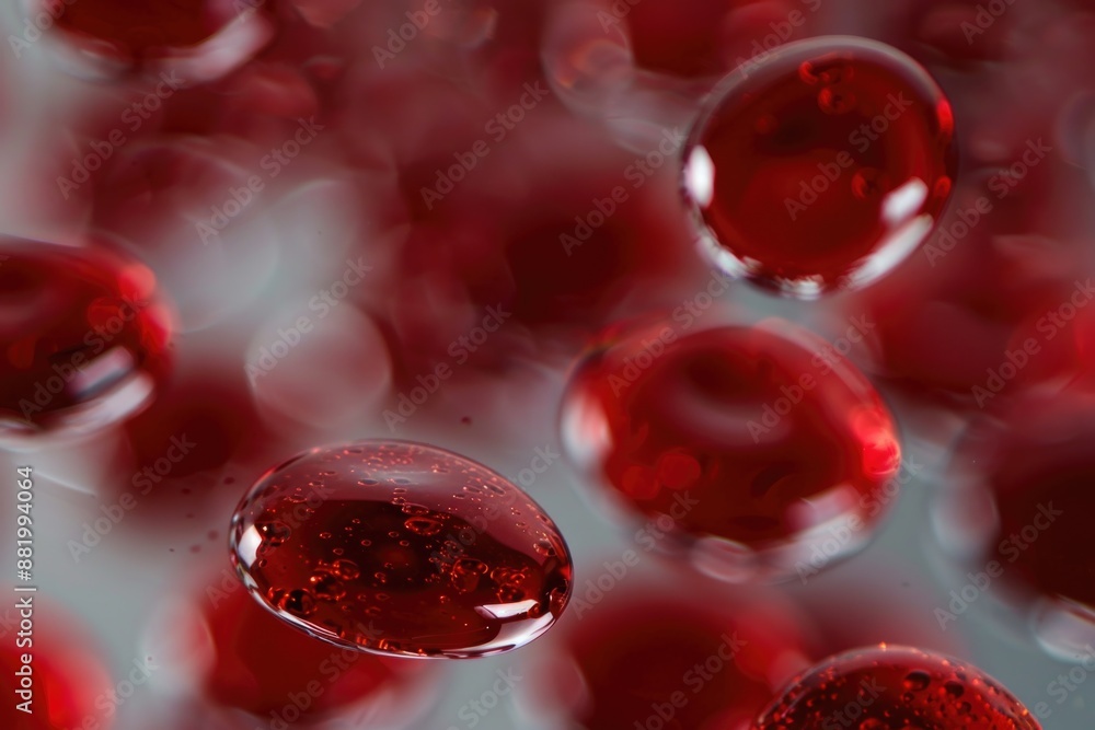 Aufkleber a collection of small red spheres captured in a tight shot