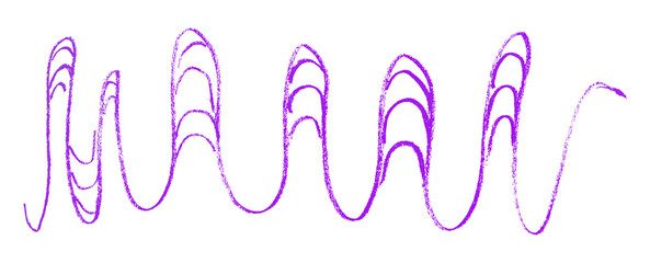 Purple pencil strokes in simple style, isolated on transparent background.