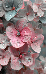 Obraz premium phone background with gentle pink flowers in water drops