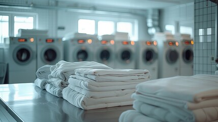 Public, space with commercial dry cleaning washing machines.