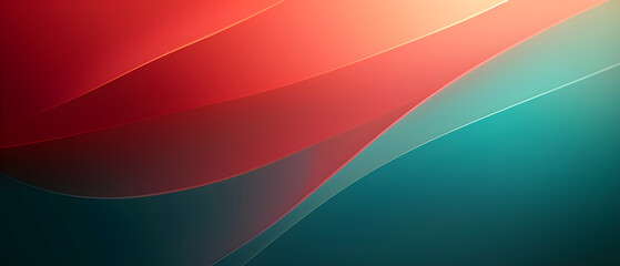 Fototapeta premium Abstract red and teal gradient background with wavy lines and copy space, ideal for modern and creative design projects.