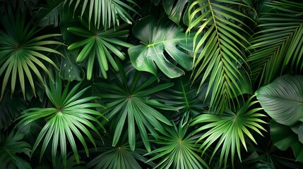 Luxury Green Palm Tree Leaves Wallpaper Background