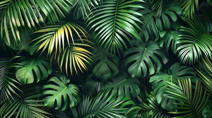 Luxury Green Palm Tree Leaves Wallpaper Background