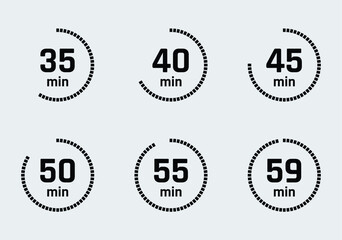 Timer icons. Clock, stopwatch, alarm symbols. Easy editable vector design.