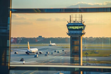 Air Traffic Control Tower at Sunset