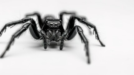  Black Spider on White Background