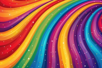 Rainbow colored background with stars and swirls