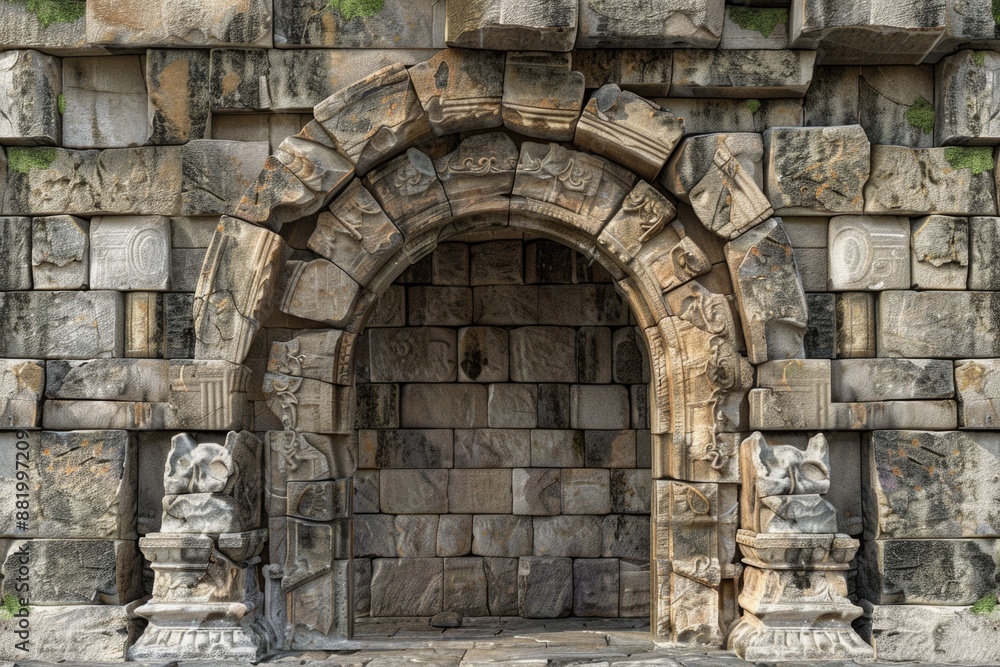 Aufkleber a ancient stone archway with intricate carvings on either side